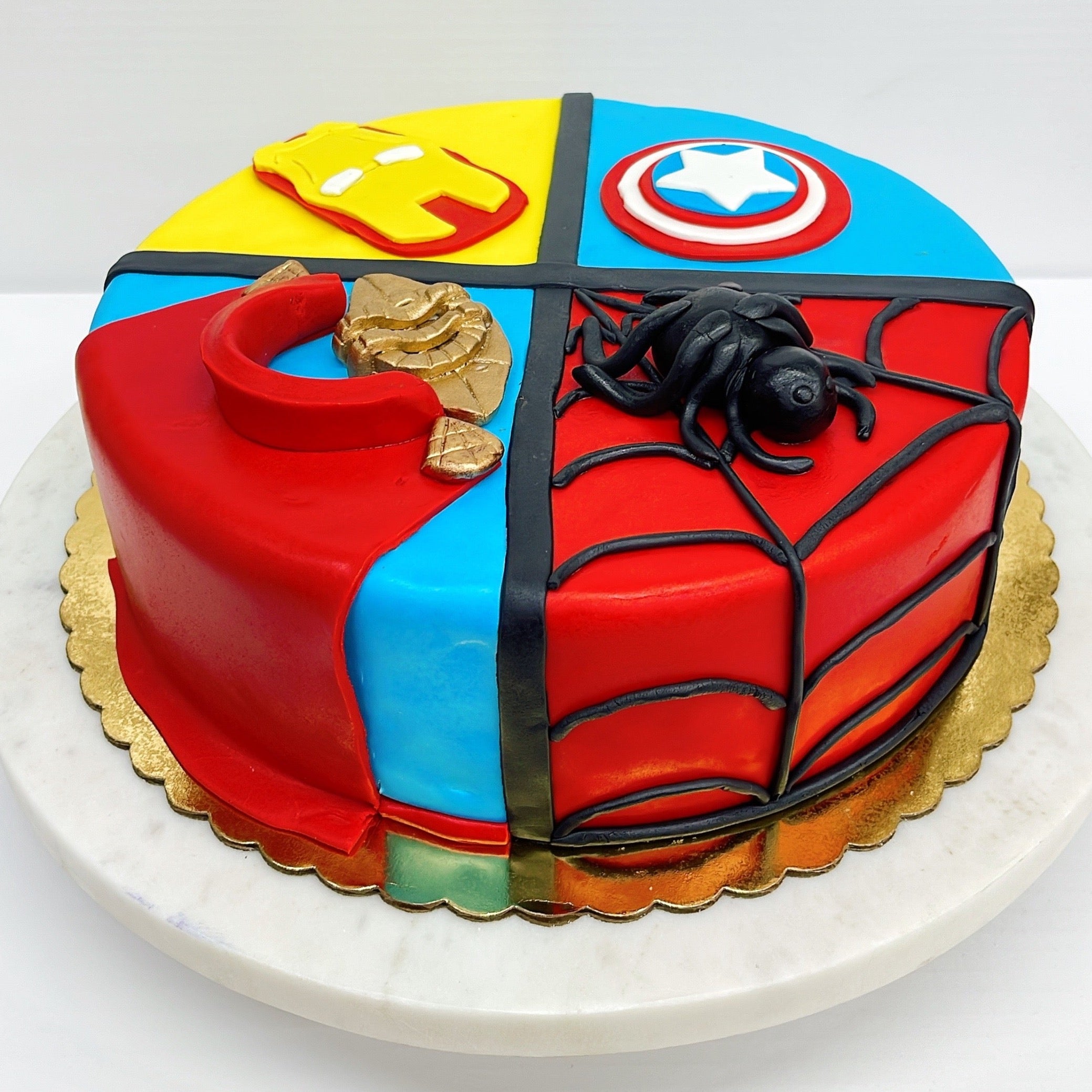 Spider Man & Iron Man Cake | How to make Half & Half Cake In Telugu | Two  Themes Cake Decoration - YouTube